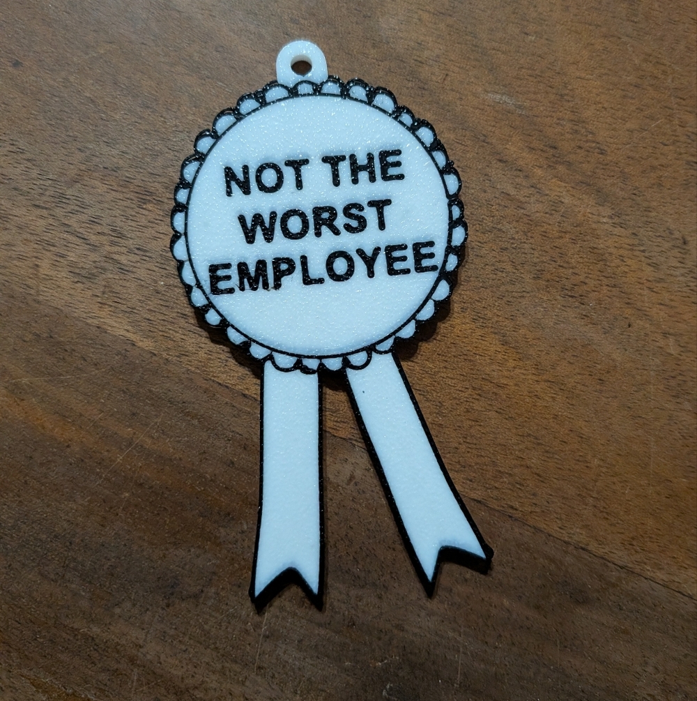 Novelty 'Not The‎ Worst Employee' White Ribbon Keychain